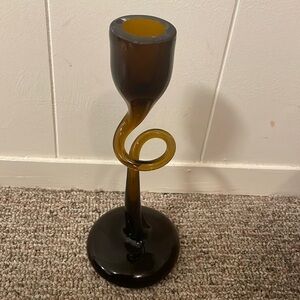 Twisted Root Beer Glass Candle Holder Substantial Twist Looped Handle Base